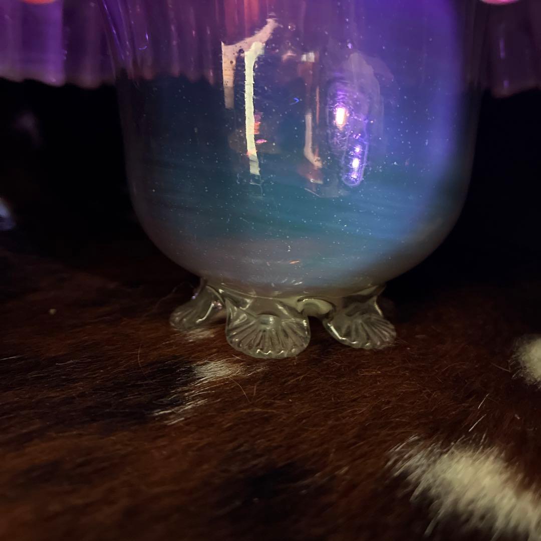 イギリス　レア品ヴィクトリアンアンティークウランバセリン　クランベリーコンポート