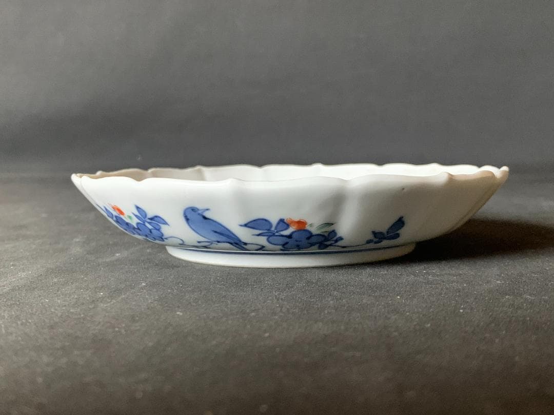 江戸元禄期 柿右衛門 濁手 色絵 梅に鶯 花鳥図 中皿 古伊万里 540