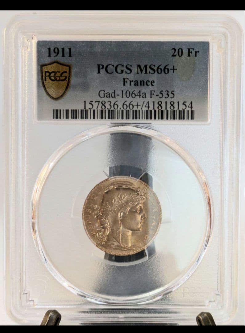 1911年 フランス 20フラン 金貨 PCGS MS66+