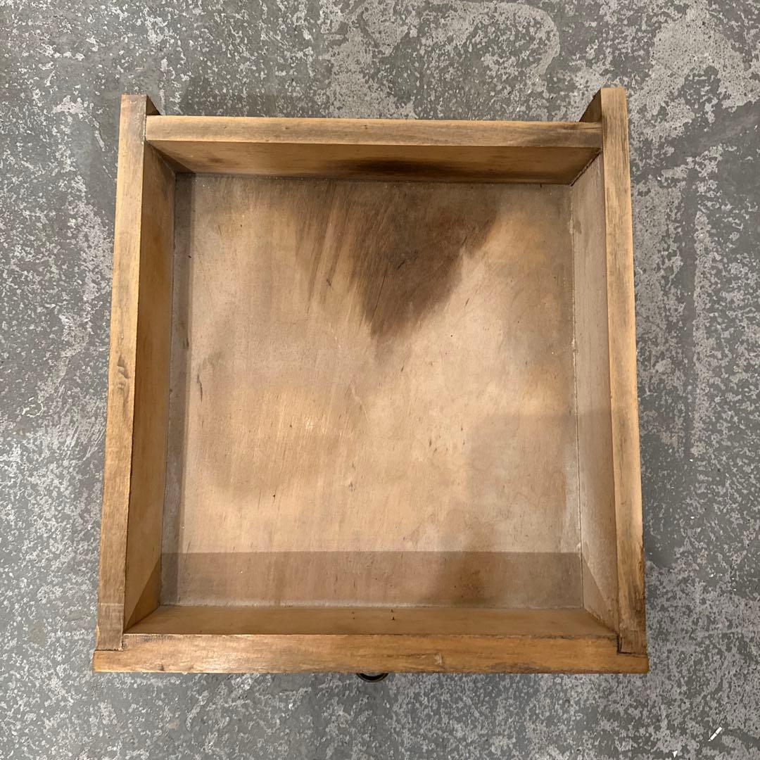 ヴィンテージ　木製サイドテーブル　引き出し／扉収納付き