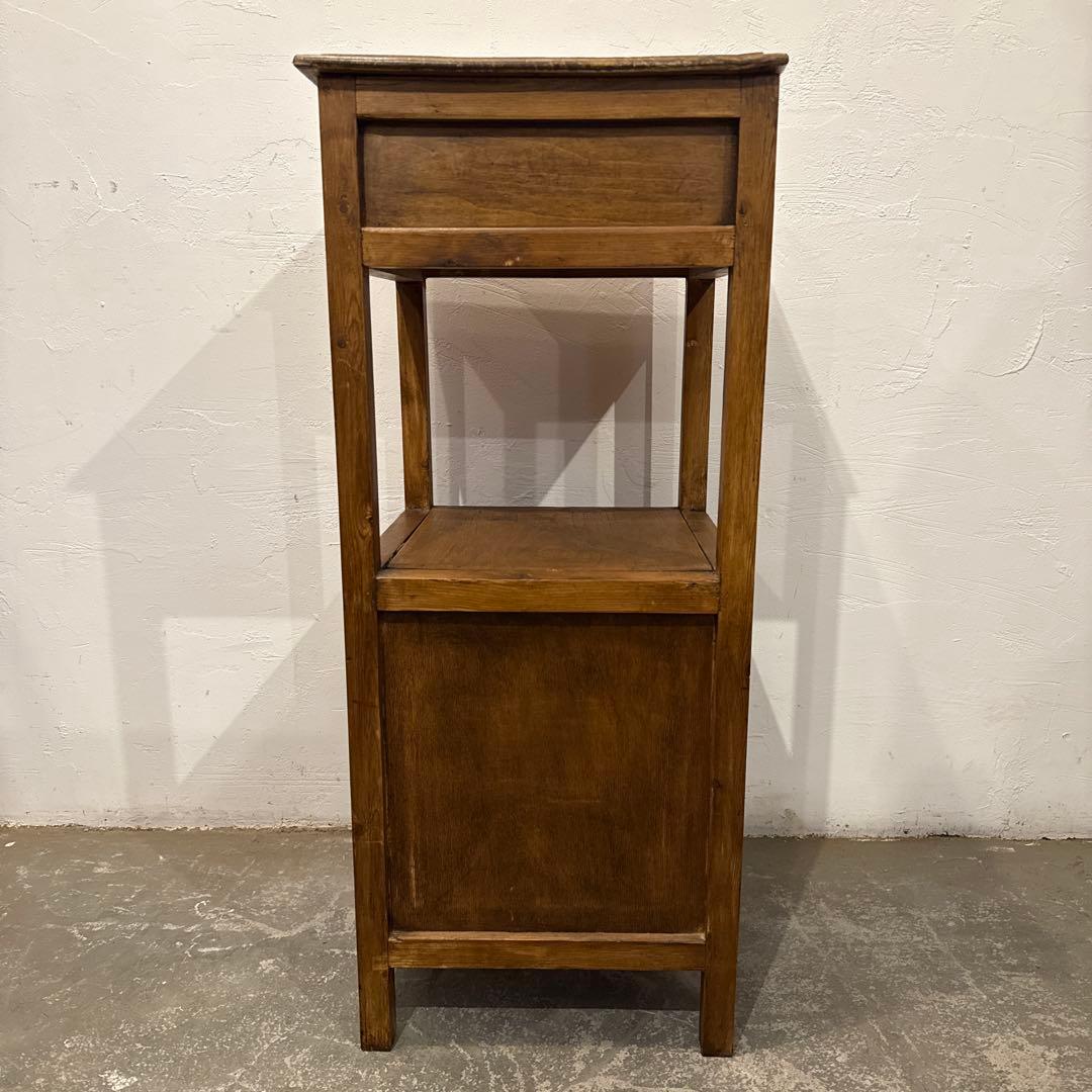 ヴィンテージ　木製サイドテーブル　引き出し／扉収納付き