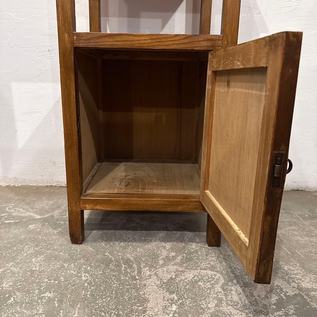 ヴィンテージ　木製サイドテーブル　引き出し／扉収納付き