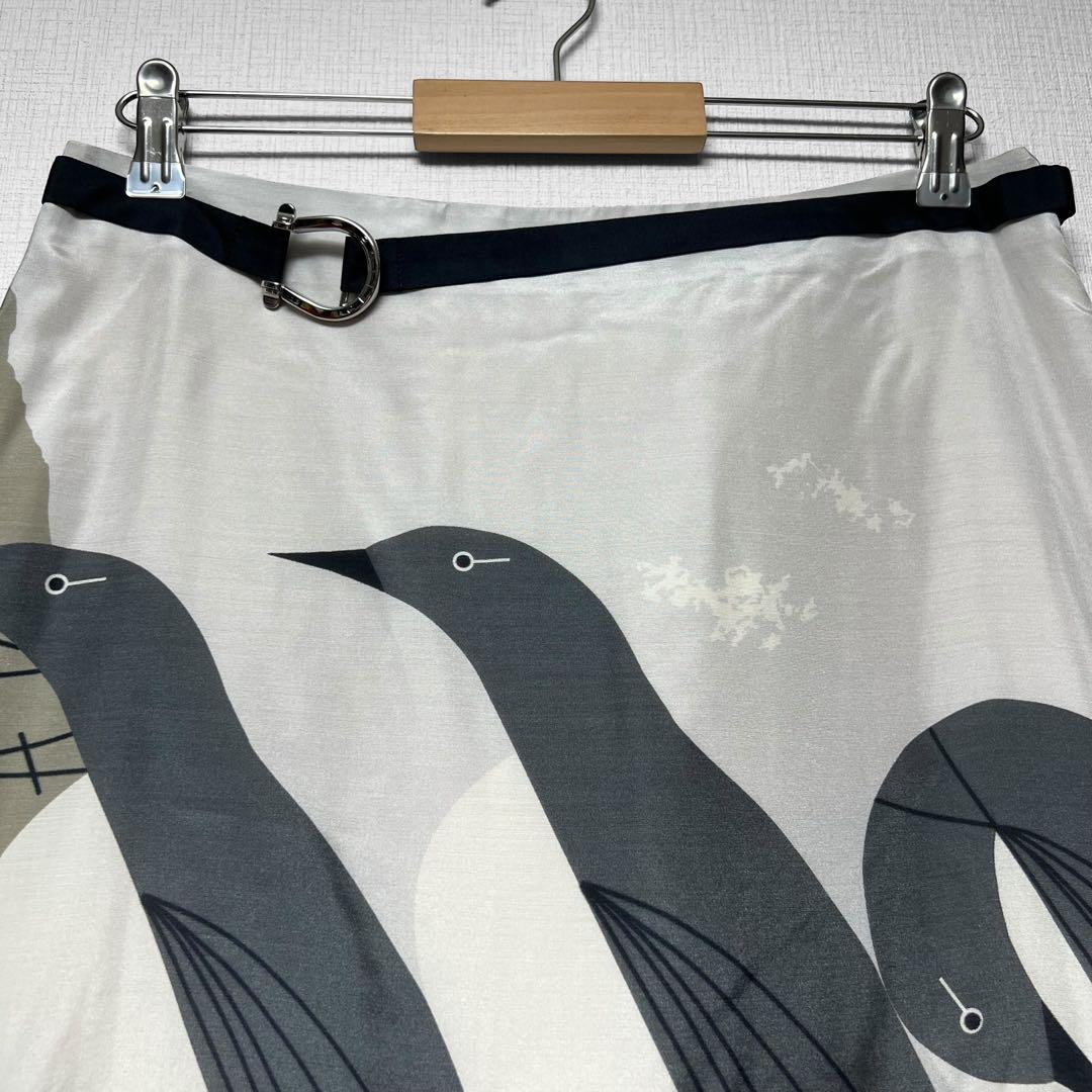 CELINE セリーヌ ペンギン柄 金具デザイン シルクスカート 総柄 40