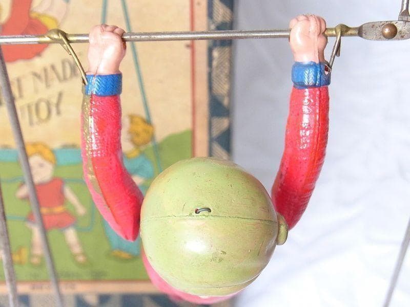 鉄棒運動 戦前製 セルロイド ゼンマイ おもちゃ 箱入り 昭和レトロ 日本製