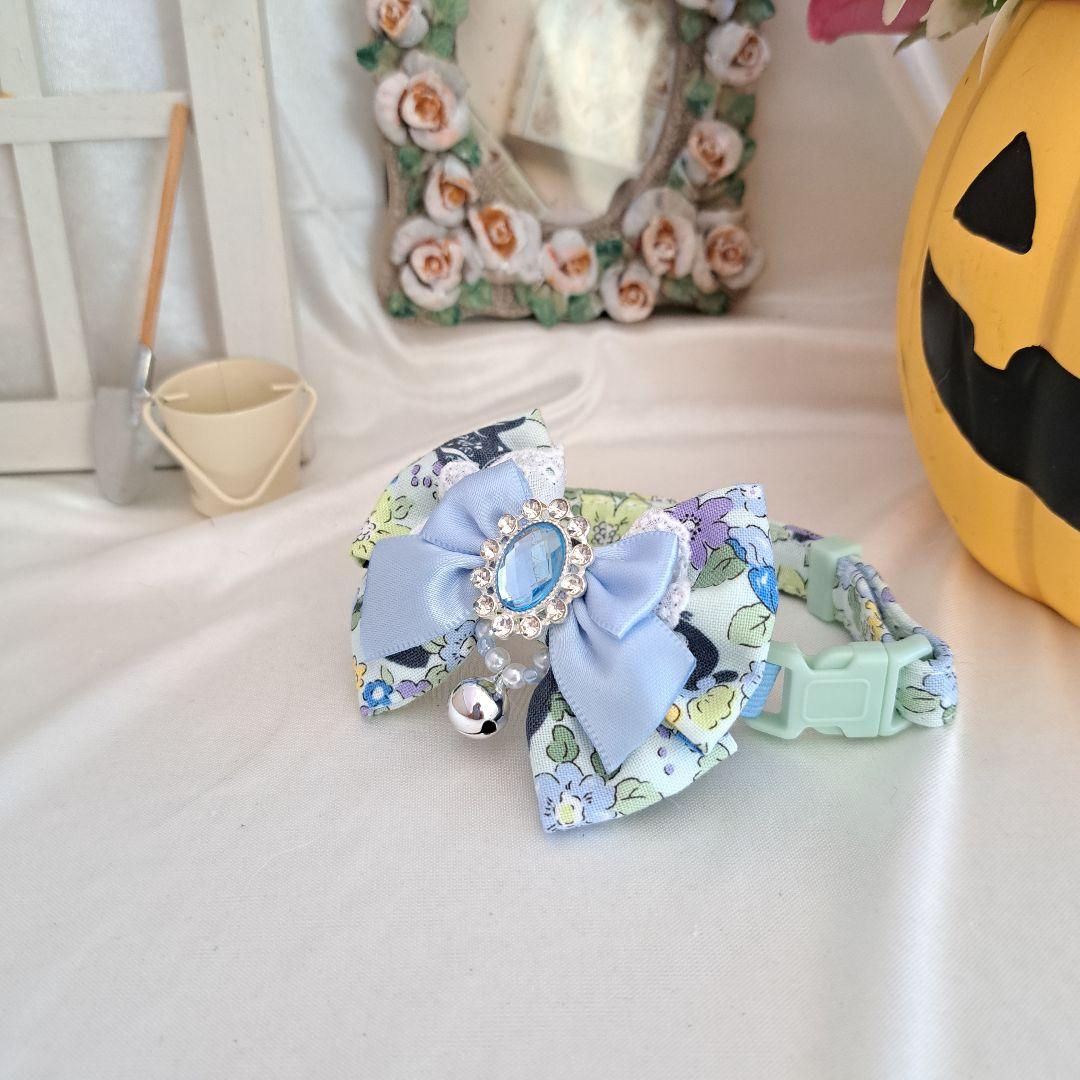 ハロウィン、スイートロリータ(ブルー)オーバルビジュ、わんちゃん猫ちゃん用首輪