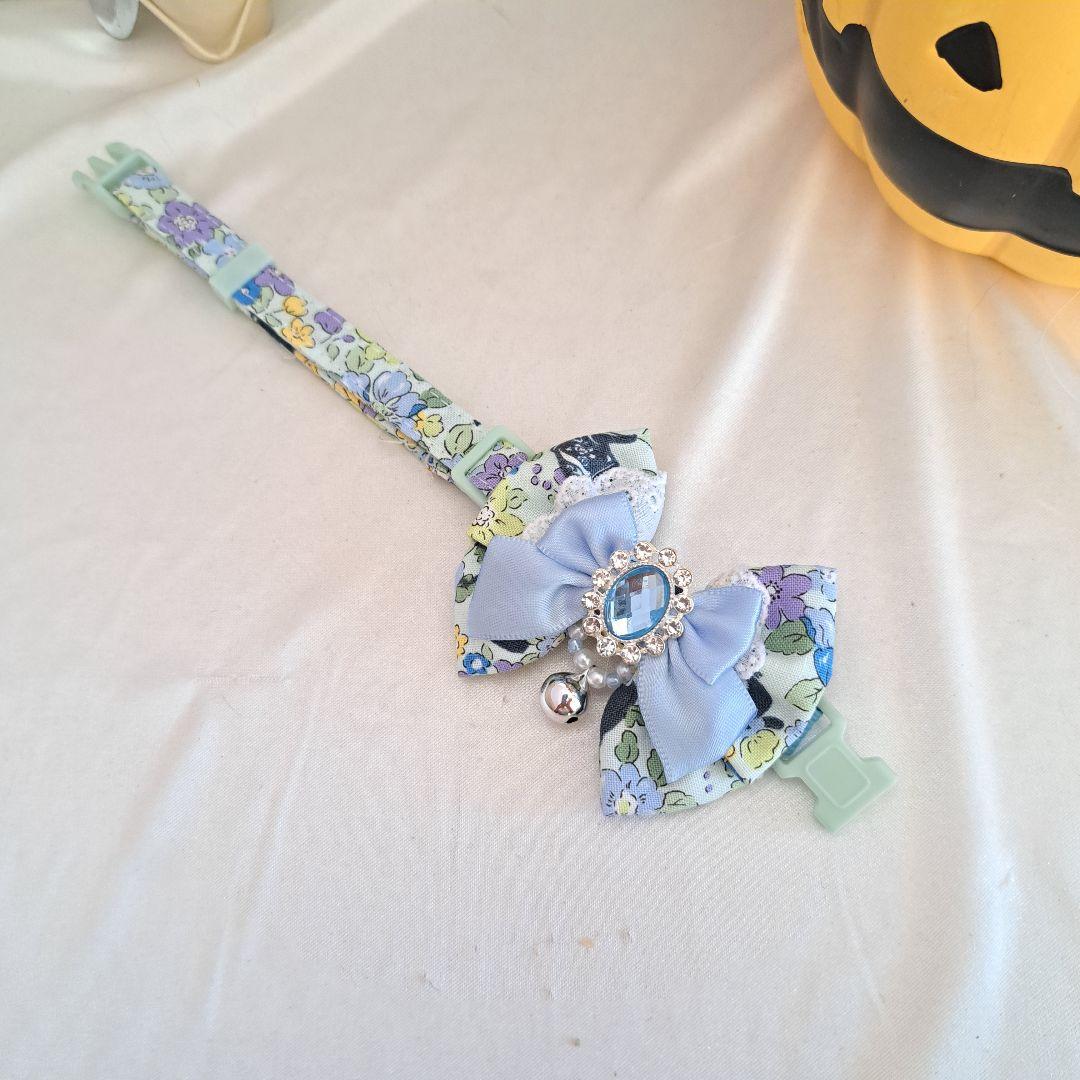 ハロウィン、スイートロリータ(ブルー)オーバルビジュ、わんちゃん猫ちゃん用首輪