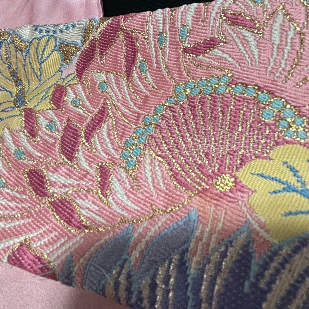 彩♪ 袋帯と未使用服地からロングワンピース❣️ストール付