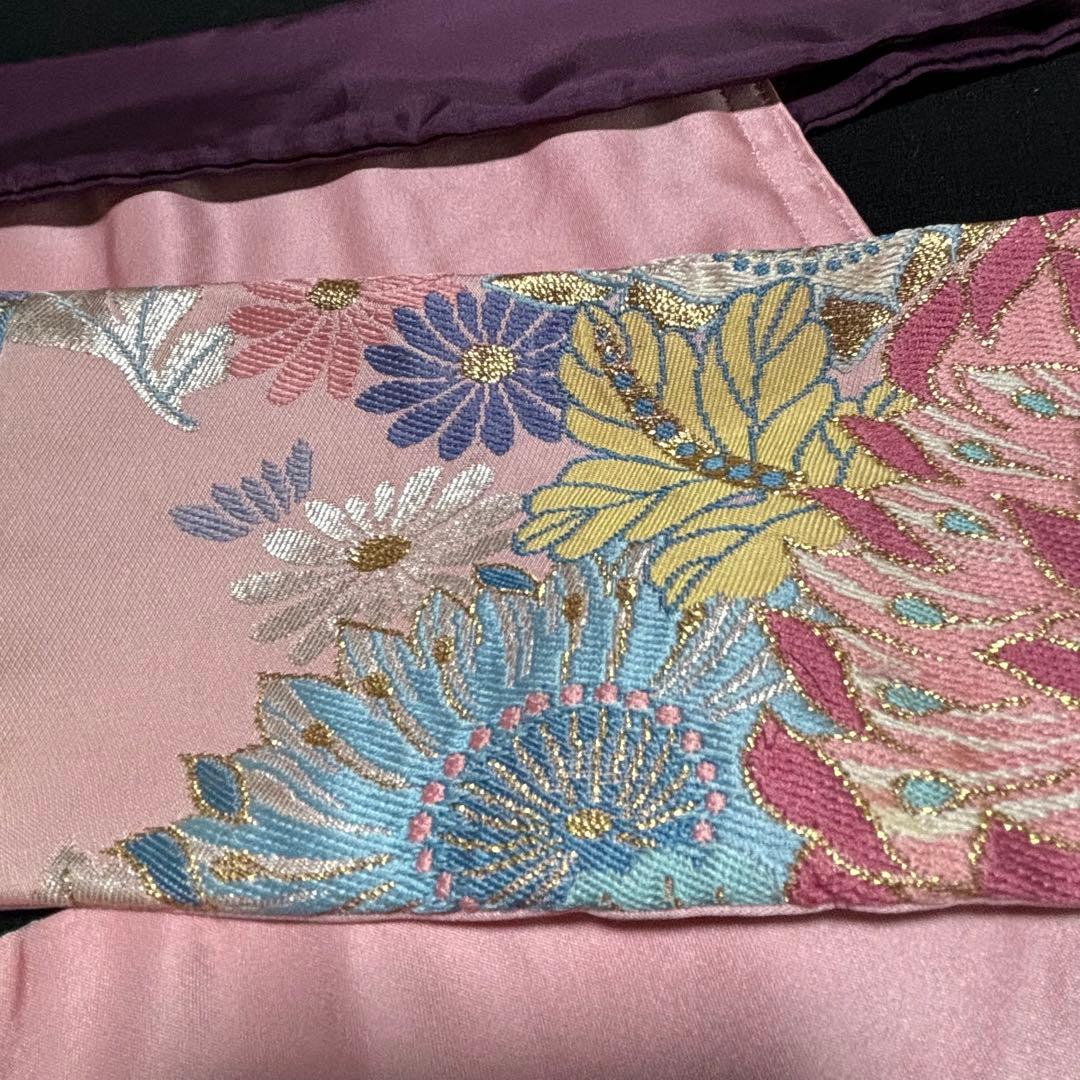 彩♪ 袋帯と未使用服地からロングワンピース❣️ストール付