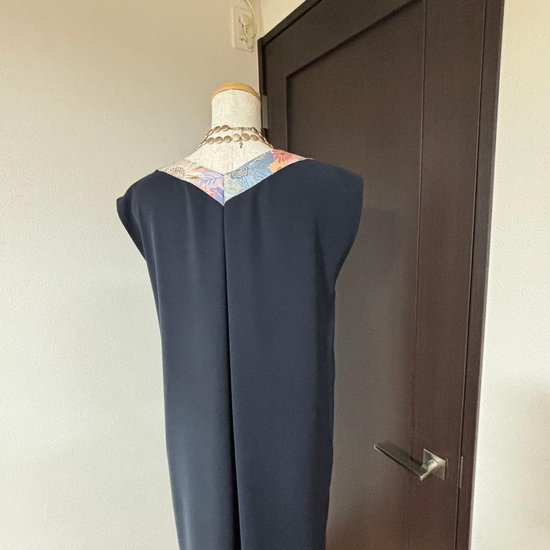 彩♪ 袋帯と未使用服地からロングワンピース❣️ストール付