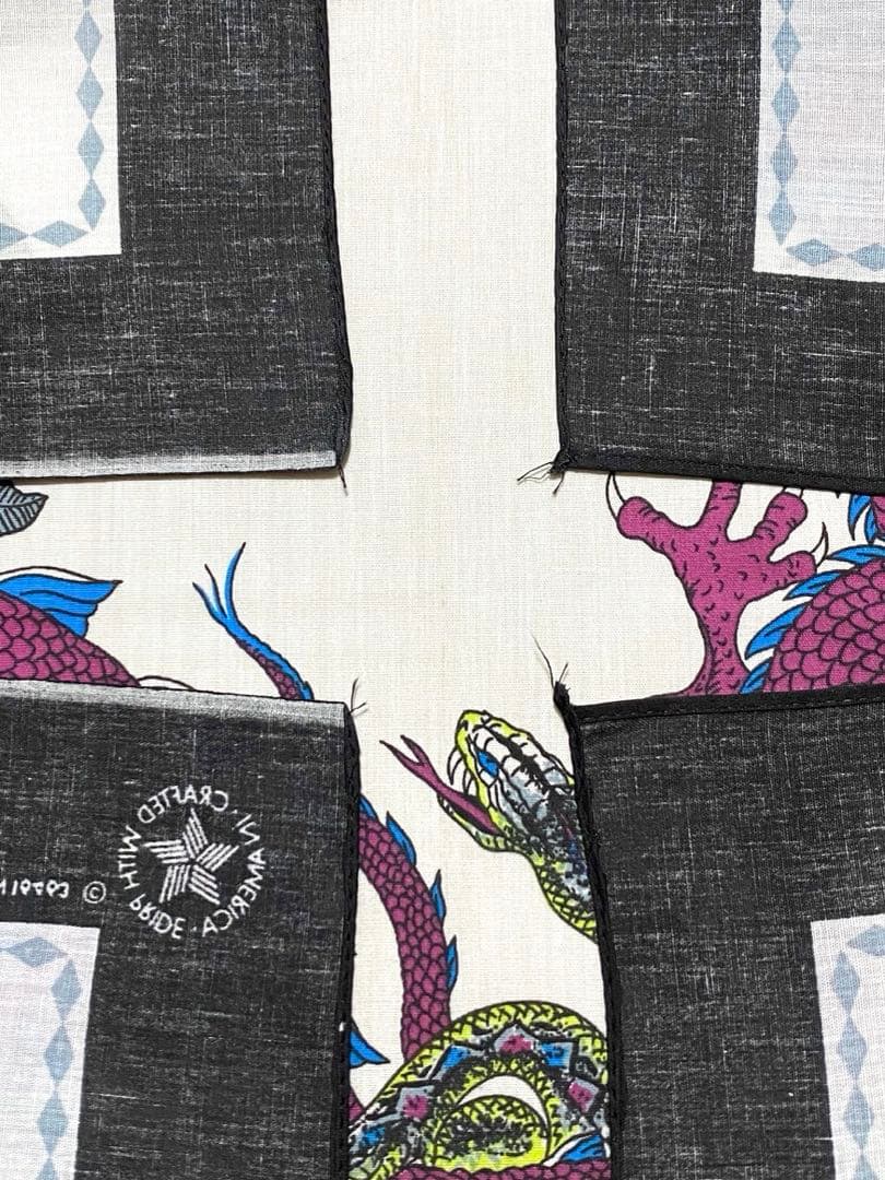 ★ デッドストック スネーク ドラゴン USA製 ビンテージバンダナ 1520