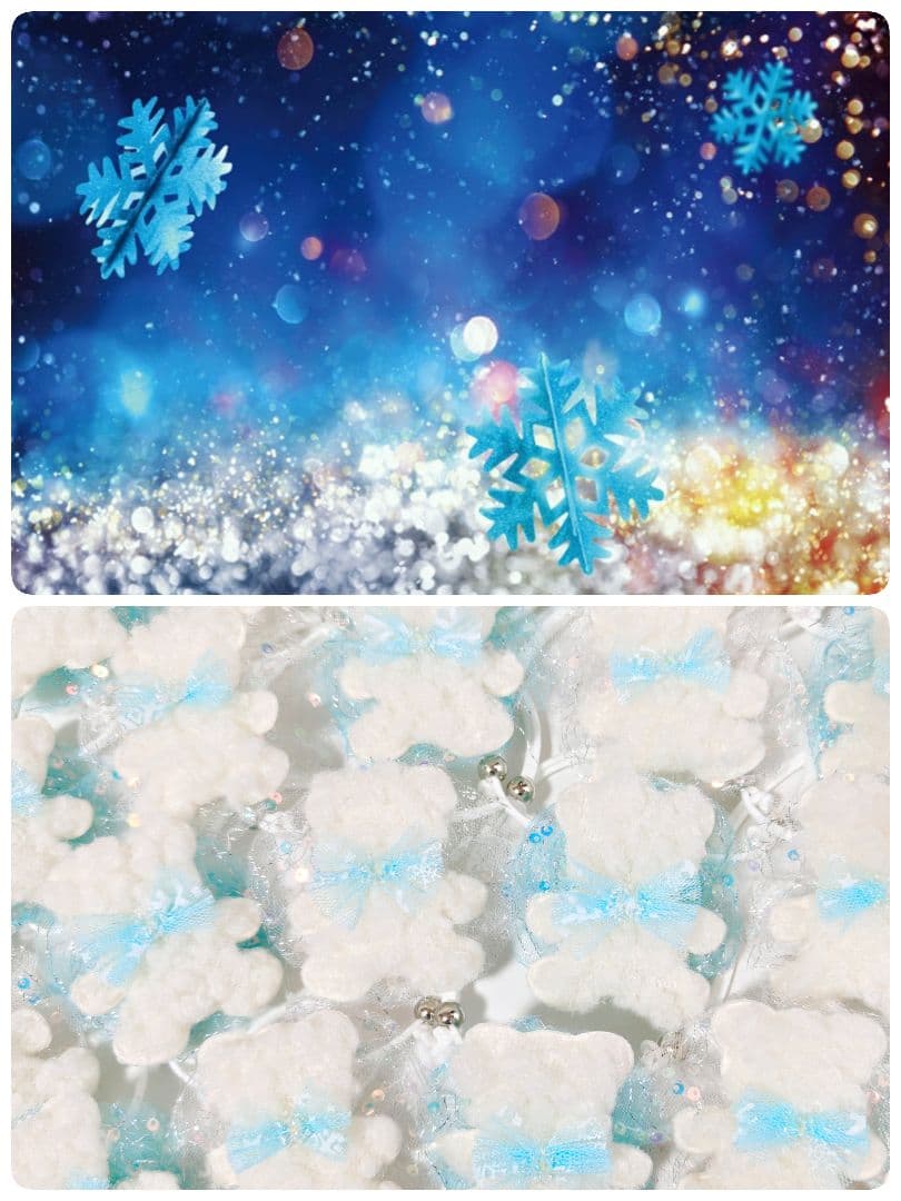 業務用トリミングチョーカー65個+背景布　1月　白くまちゃん　雪の結晶　白熊