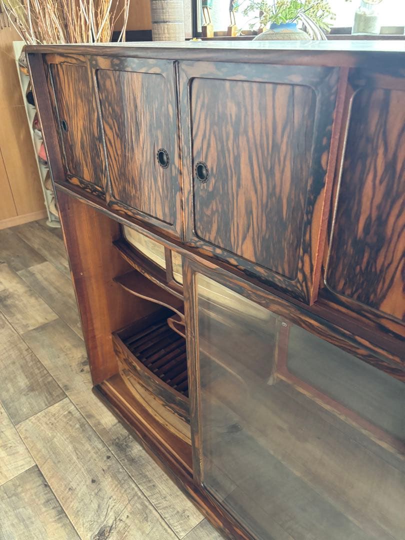 さいたま市引き取り限定！大正ロマン 黒柿茶箪笥 希少木材 アンティーク家具