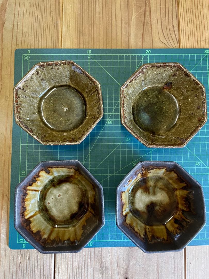 s*a様 宮城陶器　宮城正幸　八角鉢　四つ【m1402 沖縄　やみむん　骨董　民