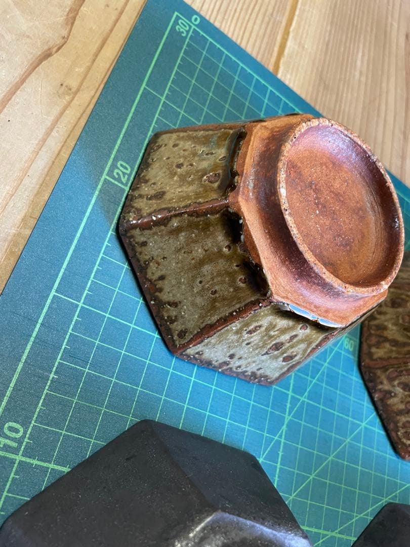 s*a様 宮城陶器　宮城正幸　八角鉢　四つ【m1402 沖縄　やみむん　骨董　民