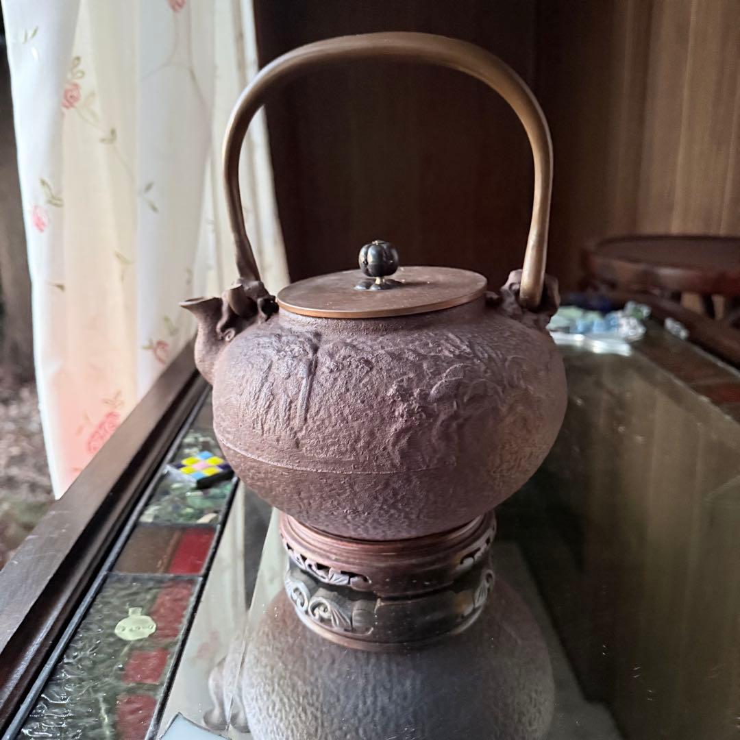 超限定1月2日20時迄‼️あったまろTETSUBIN 亀文堂姥口陽刻「松風」銘鉄瓶