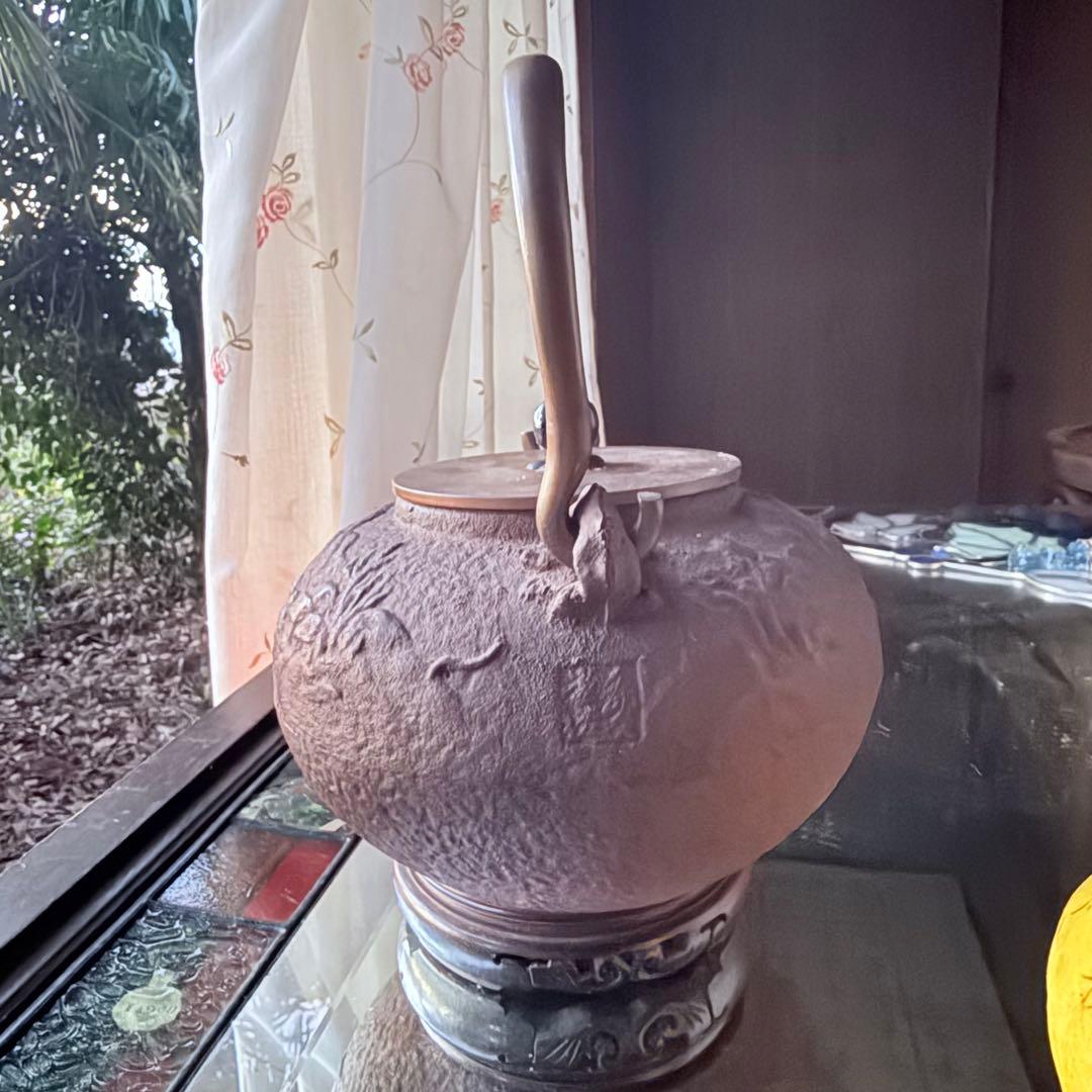 超限定1月2日20時迄‼️あったまろTETSUBIN 亀文堂姥口陽刻「松風」銘鉄瓶