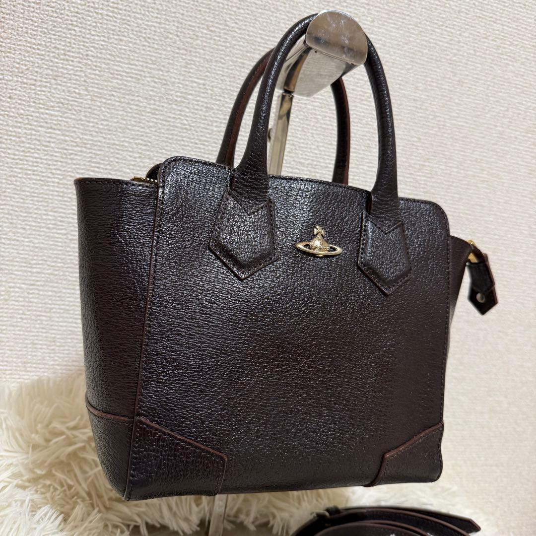 【美品】ヴィヴィアン　ハンドバッグ　2way　ブラウン　ショルダーバッグ　金具