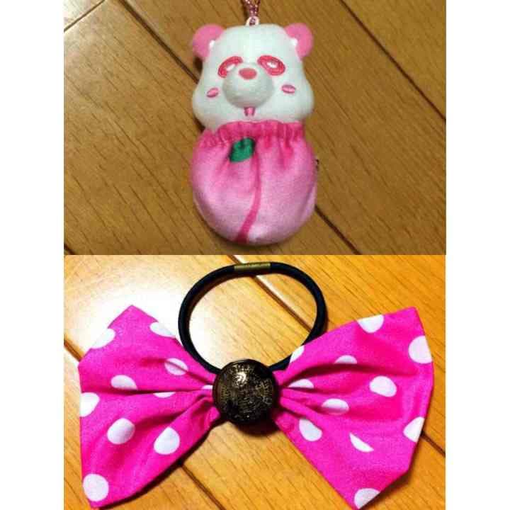AAA グッズ え〜パンダ リボンヘアゴム 桃