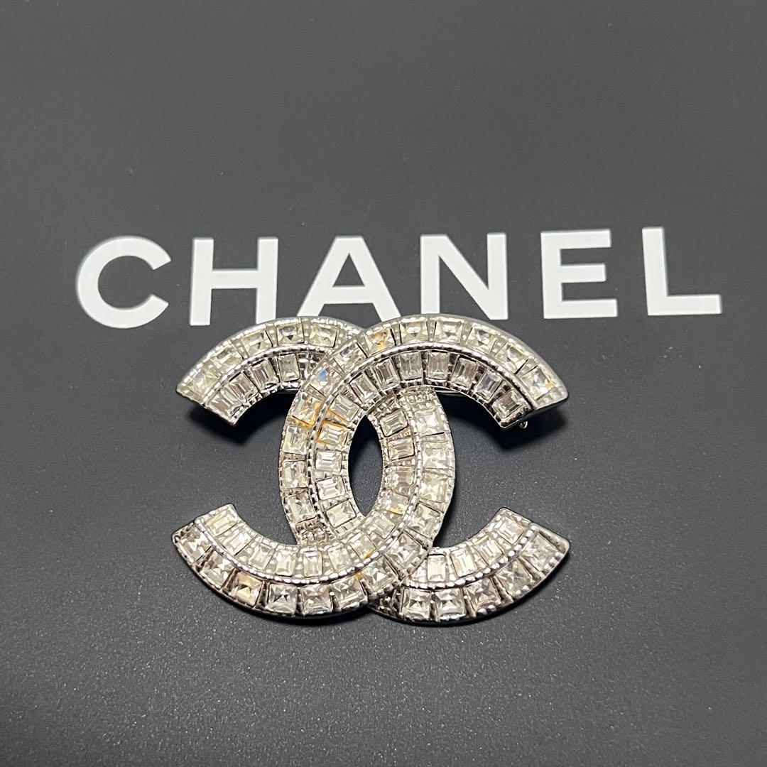 CHANEL シャネル ブローチ 12 A ラインストーン ココマーク シルバー