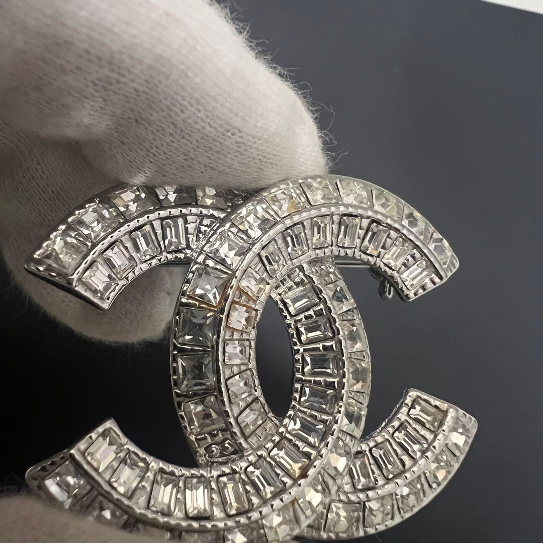 CHANEL シャネル ブローチ 12 A ラインストーン ココマーク シルバー