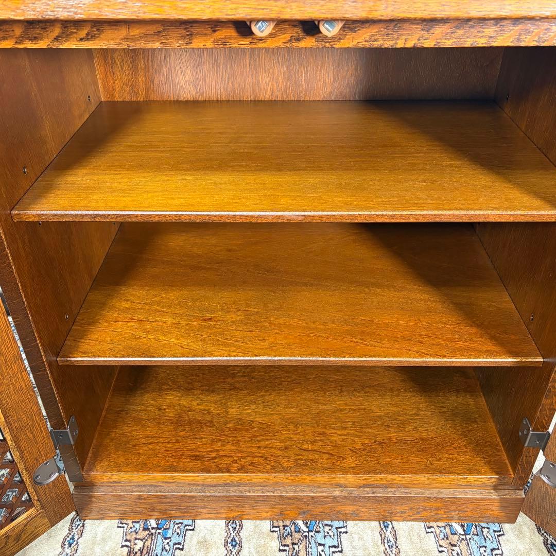 三越ブルージュ キャビネット オーク材 サイドボード ガラス戸 収納 食器棚