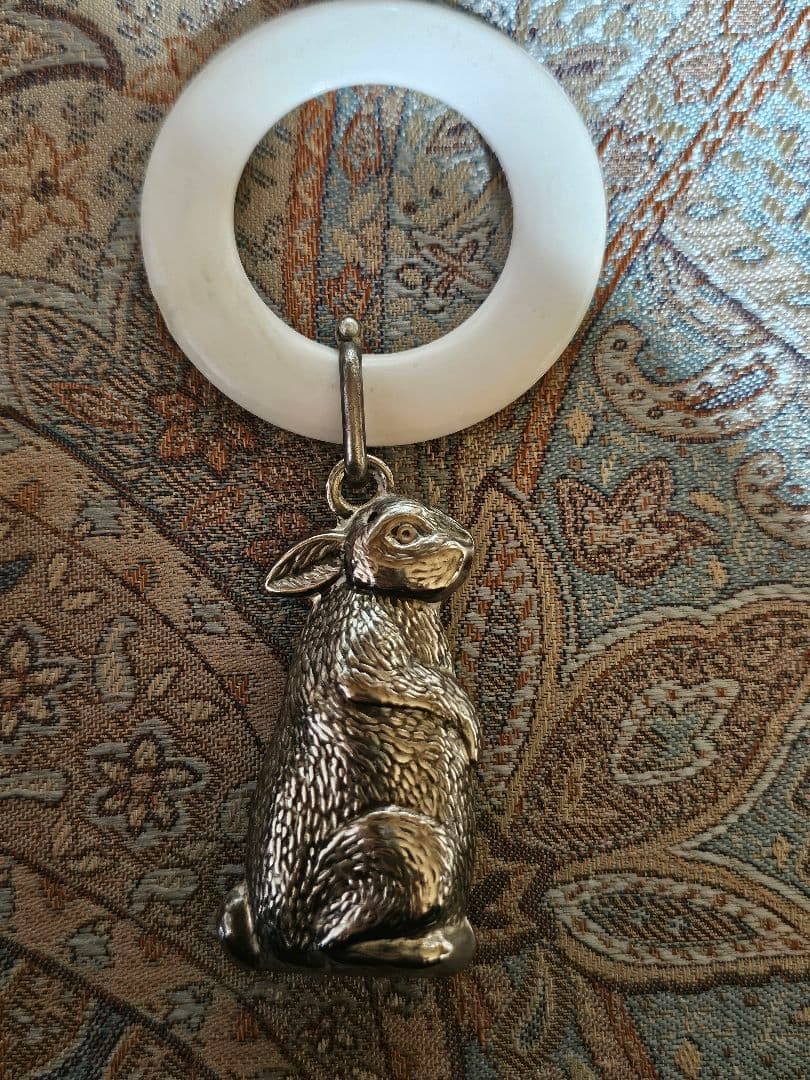 英国 シルバー ベビーラトル ヴィンテージ　アンティーク ウサギ イギリス 雑貨