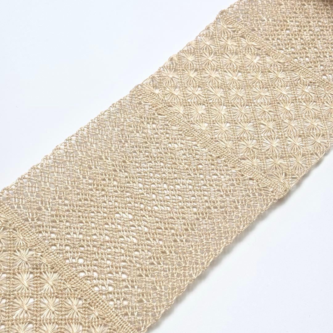 アバカ　半幅帯　M+abaca 網代に花繋ぎ　夏単衣　6542