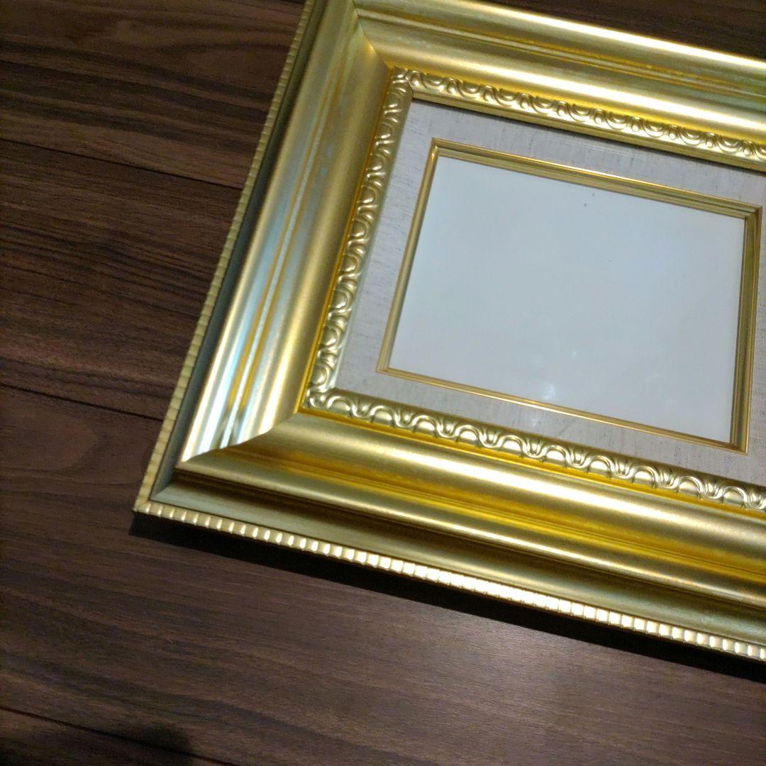 アンティーク調 油彩額 F0号 艶消しゴールド