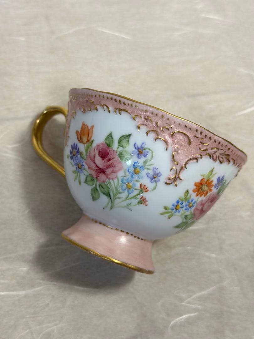 アンティーク　ドレスデン ティーカップ＆ソーサー　ヴィンテージ　一点物