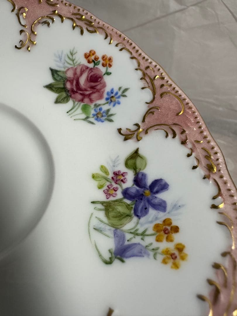 アンティーク　ドレスデン ティーカップ＆ソーサー　ヴィンテージ　一点物