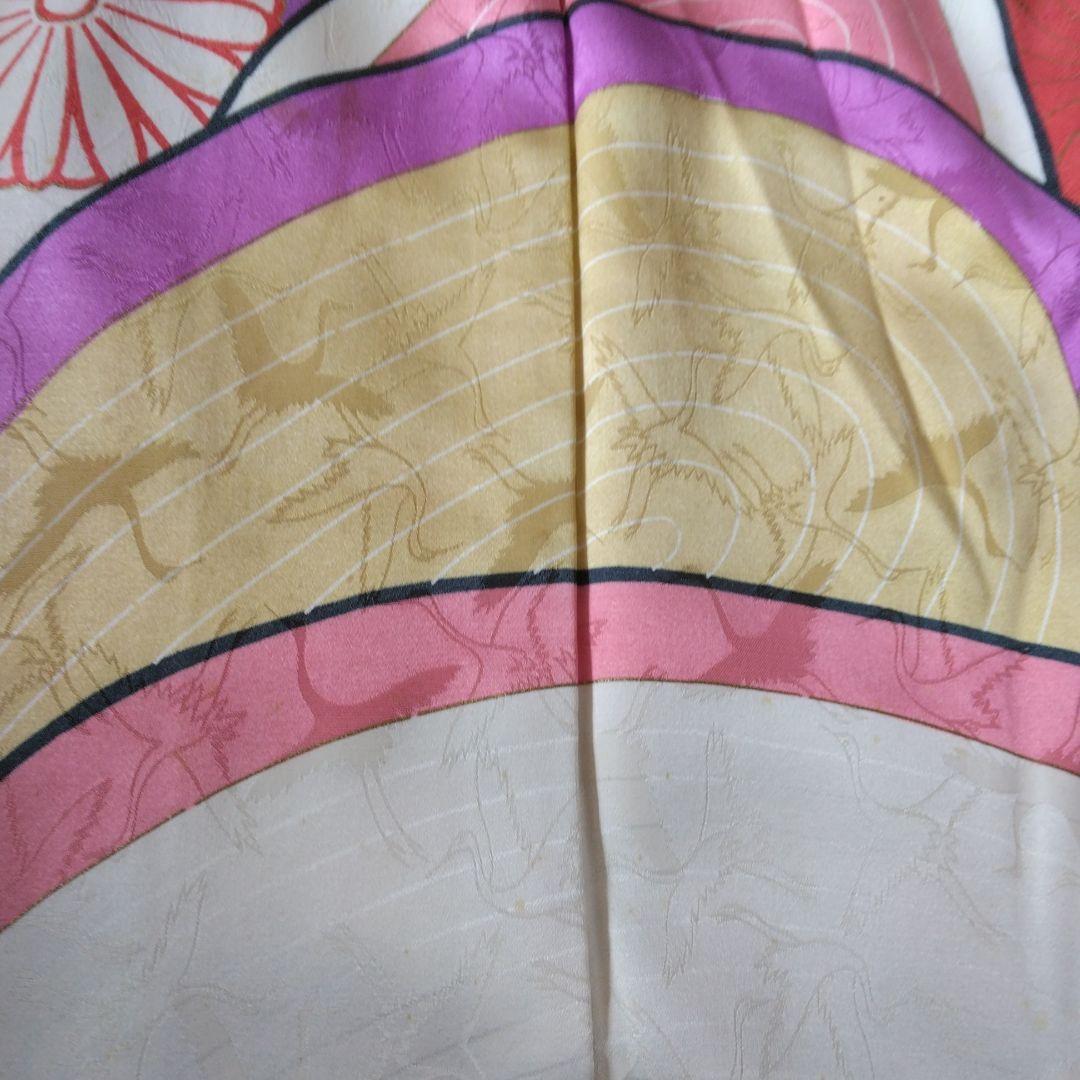 昭和レトロお誂え振袖　群青色　群馬桐生　手染め　正絹　ヴィンテージ着物