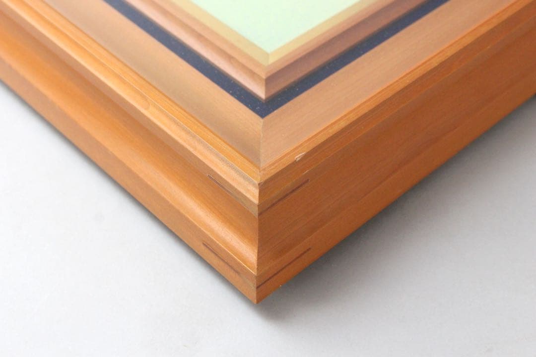 No4425 額装　住吉久志「紅葉の寒霞渓」油彩画　P6号　畳箱付　送料無料