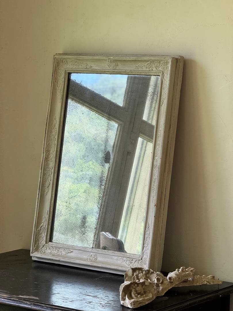 フレンチアンティーク ホワイトペイント シャビーシック ミラー