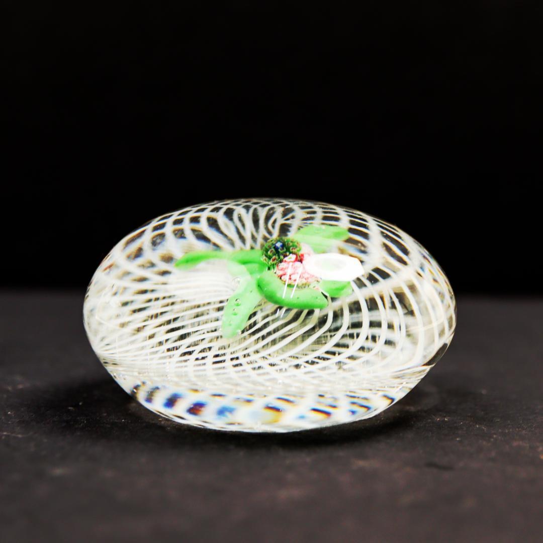 Latticino Glass ミルフィオリ フラワー ペーパーウエイト 置物