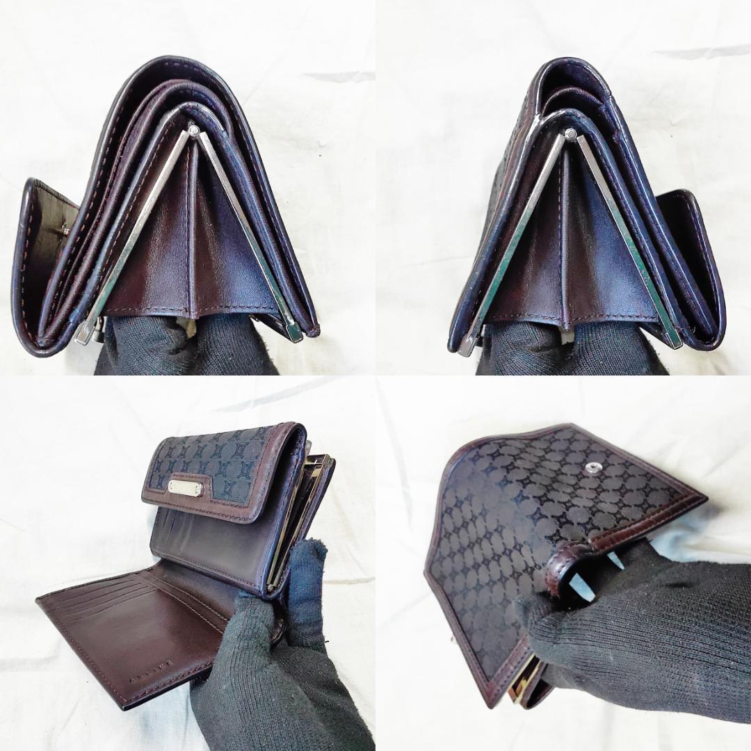 箱付き セリーヌ がま口 財布 CELINE トリオンフ キャンバス ブラウン