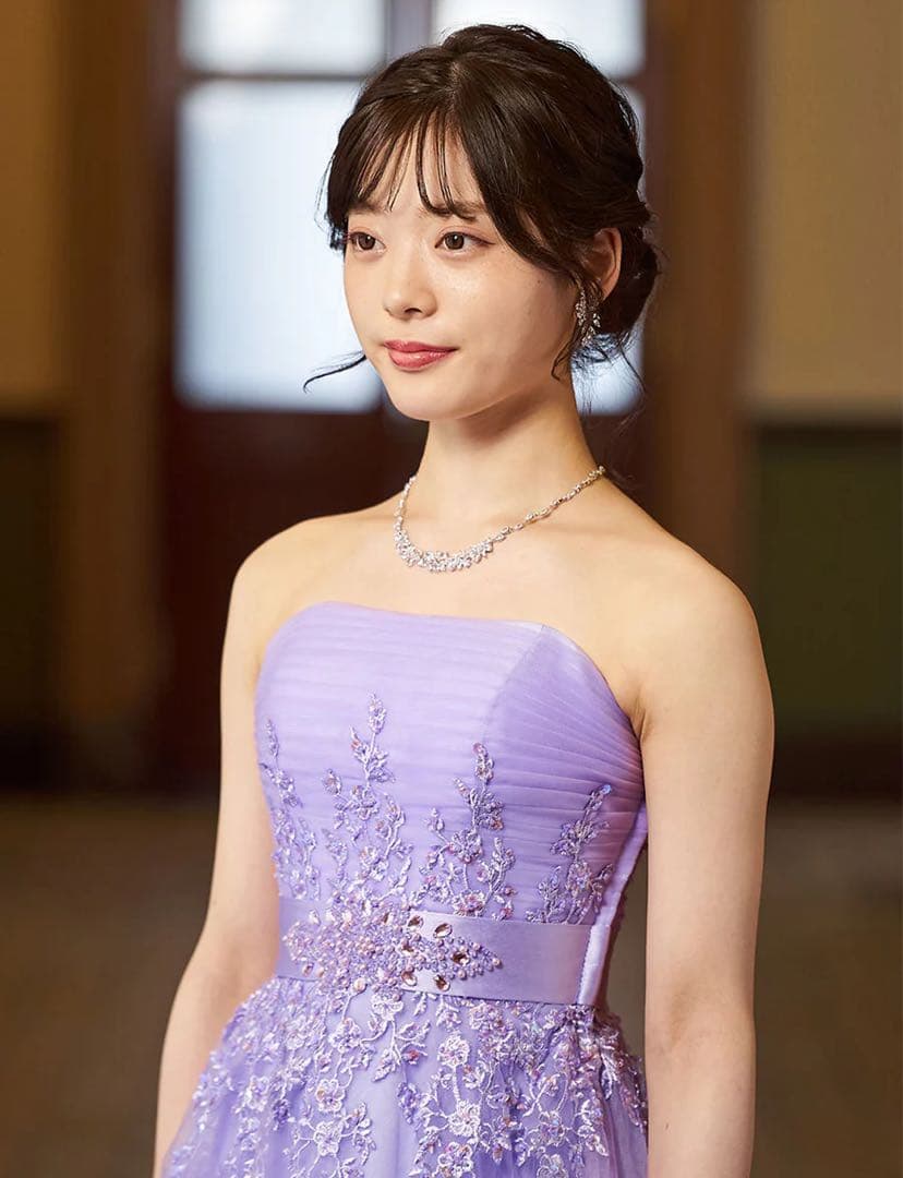 ラベンダーカラー Aライン ドレス 【演奏会 コンサート】 tweed