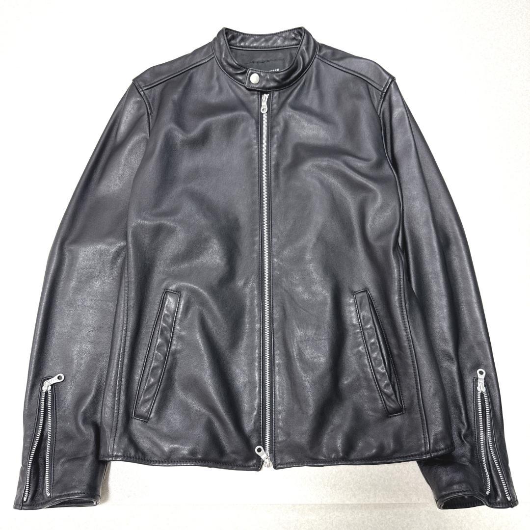 美品⭐️ナノユニバース レザーシングルライダースジャケット 黒 L ラムレザー