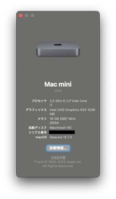 Macデスクトップ Mac mini 2018 SSD:1TB ETH:10Gbps