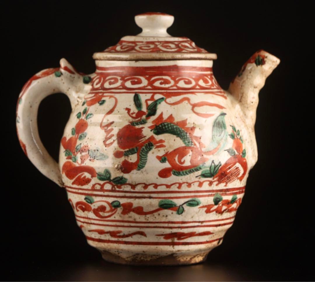 煎茶道具　赤絵水注　急須　江戸後期