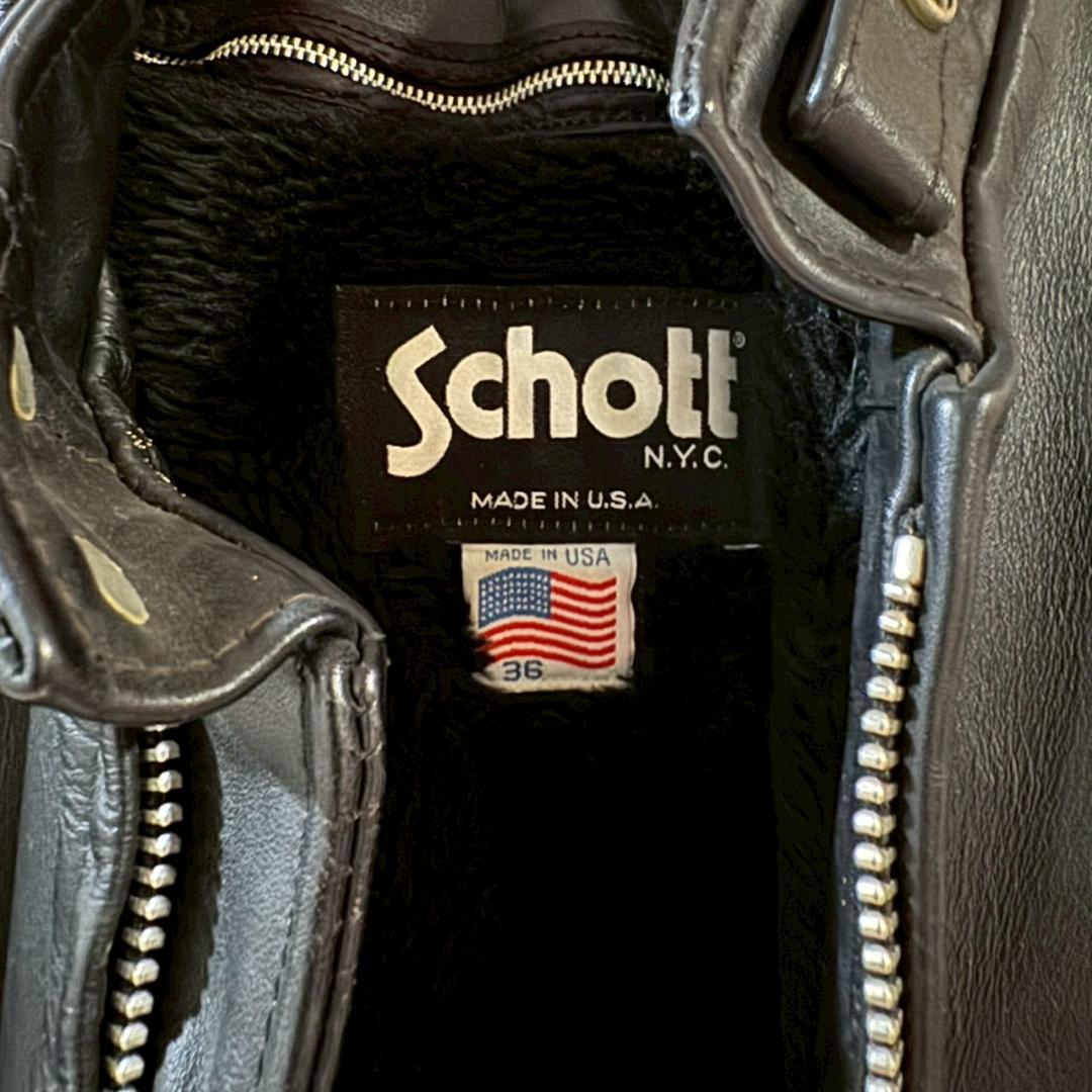 Schott　641　レザージャケット　ボアライナー付属　ブラック　36