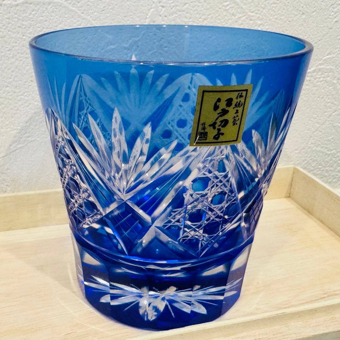 定価33,000円 江戸切子 田島硝子 八角籠目 菊底 オールド ペアグラス