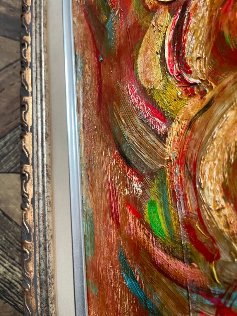 特大 油絵 絵画 インテリア アンティーク 抽象画 額縁