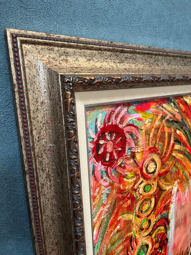 特大 油絵 絵画 インテリア アンティーク 抽象画 額縁