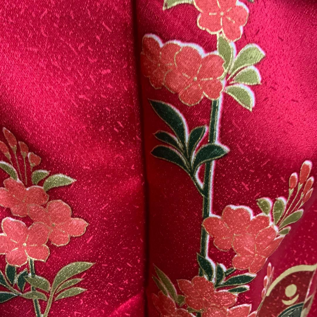 【振袖】鈴屋スーパー鈴ガード加工　赤黒染め分け　蝶と花紋様　正絹　成人式　結婚式