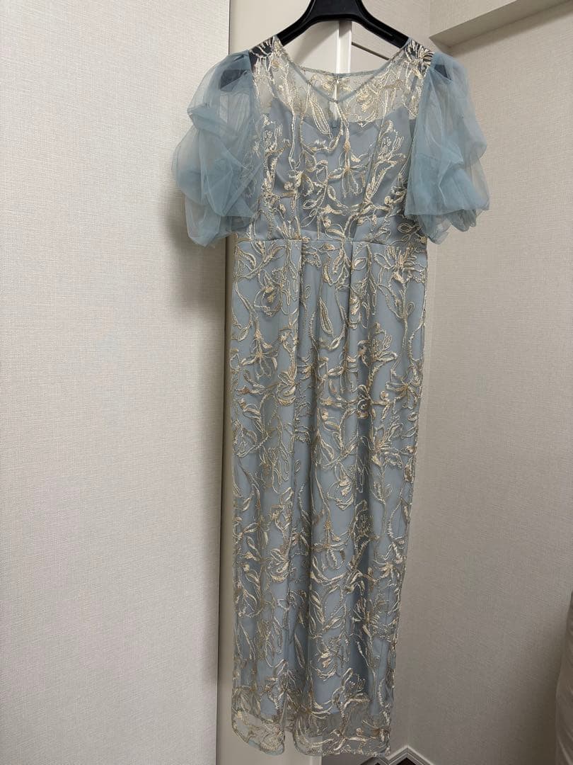 フラフィースリーブペンシルドレス 結婚式 パーティードレス