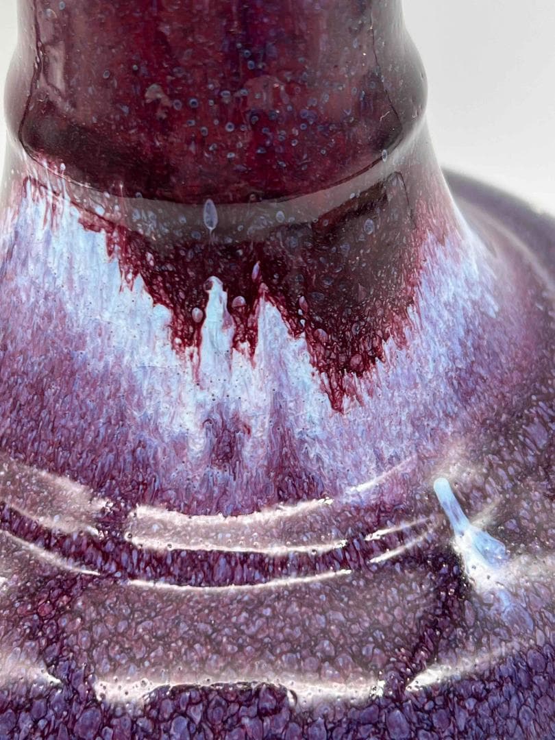 清時代　鈞窯　窯変釉 弦文瓶　旧家蔵出し　花入　花瓶(B-91)