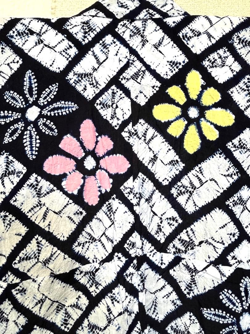 有松鳴海絞り　浴衣　網代格子　（220）