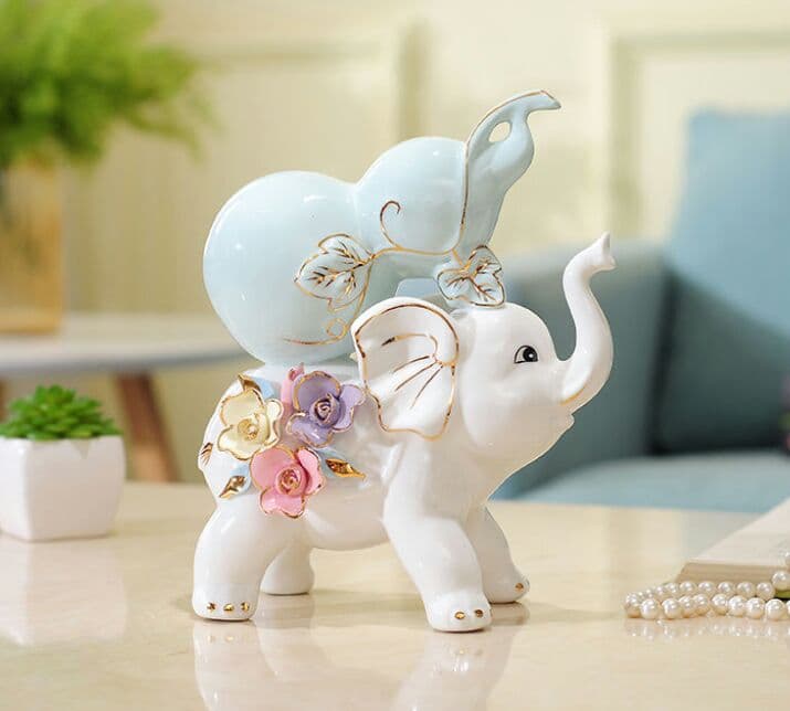 象の陶磁器の置物、家庭の装飾品を創造します