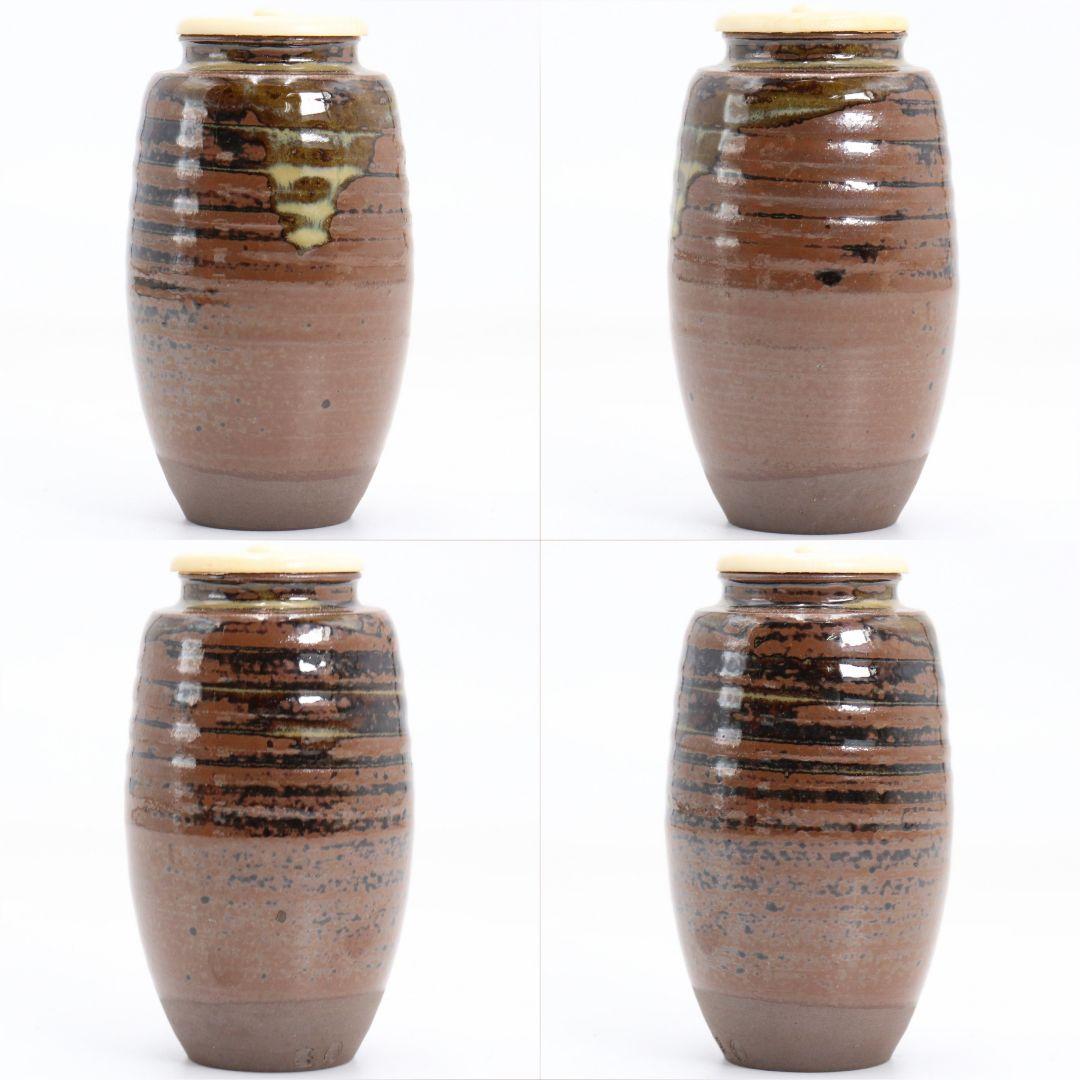 高取喜恵作 高取焼 茶入 望月間道仕覆付 茶道具 共箱　V902