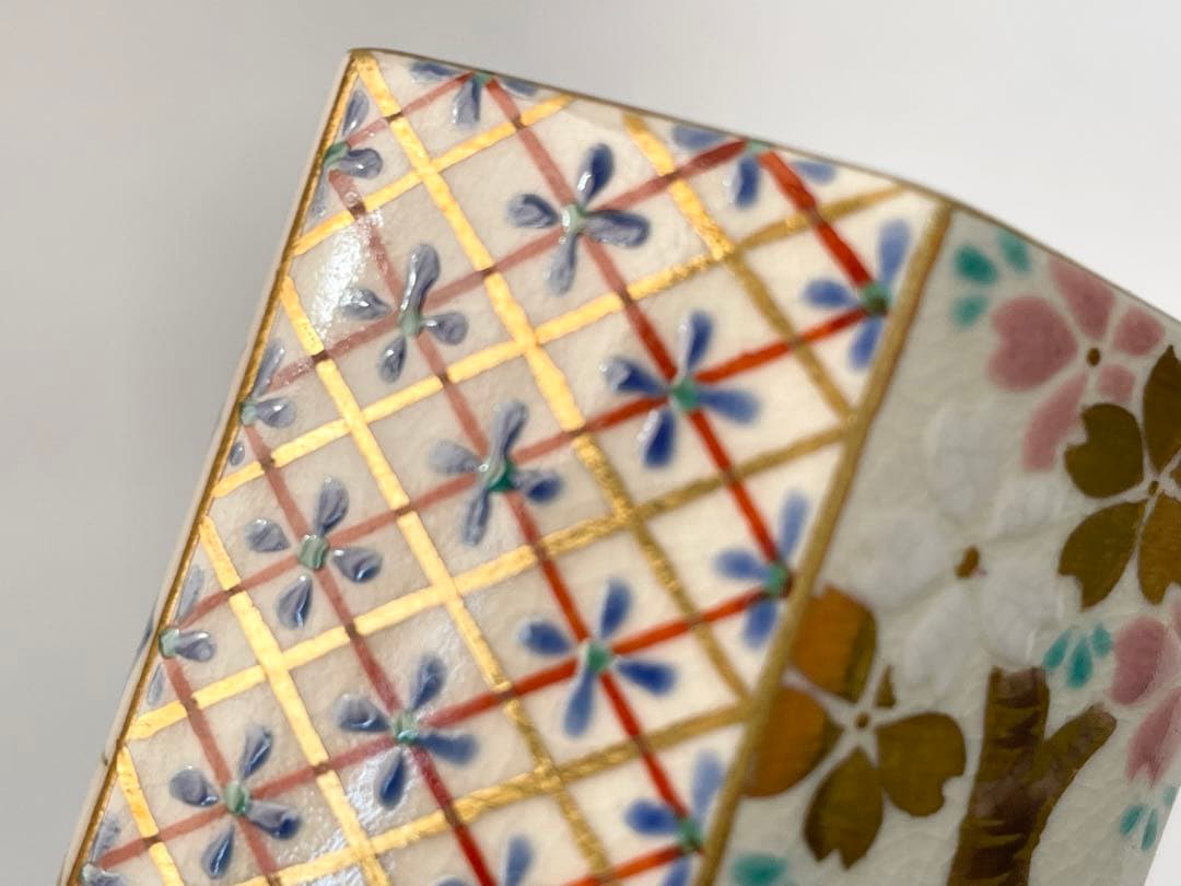 茶道具　花蝶窯　手塚充　石雲　仁清写六角　花　蓋置　共箱　桜　桔梗　柳